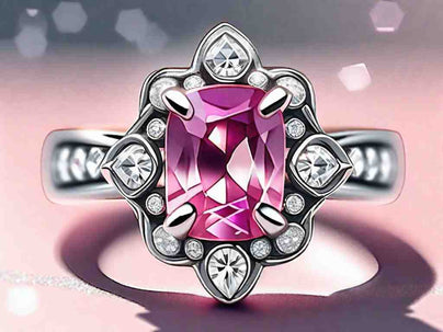 A Stunning Pink Sapphire and Diamond Ring