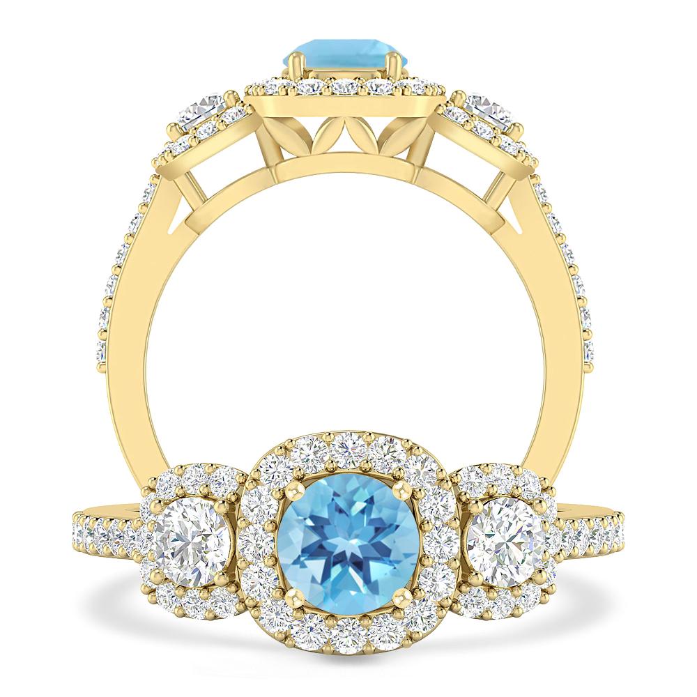 Yellow Gold - Blue Topaz