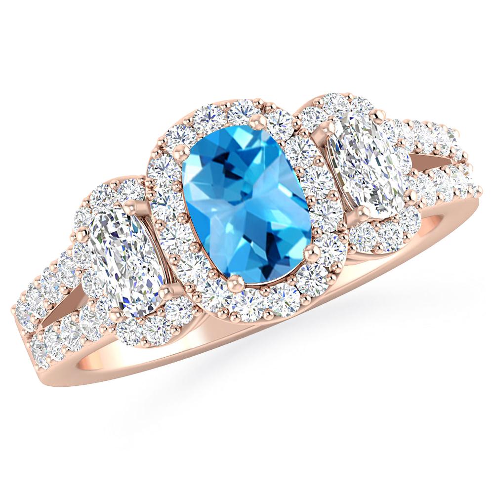 Rose Gold - Blue Topaz