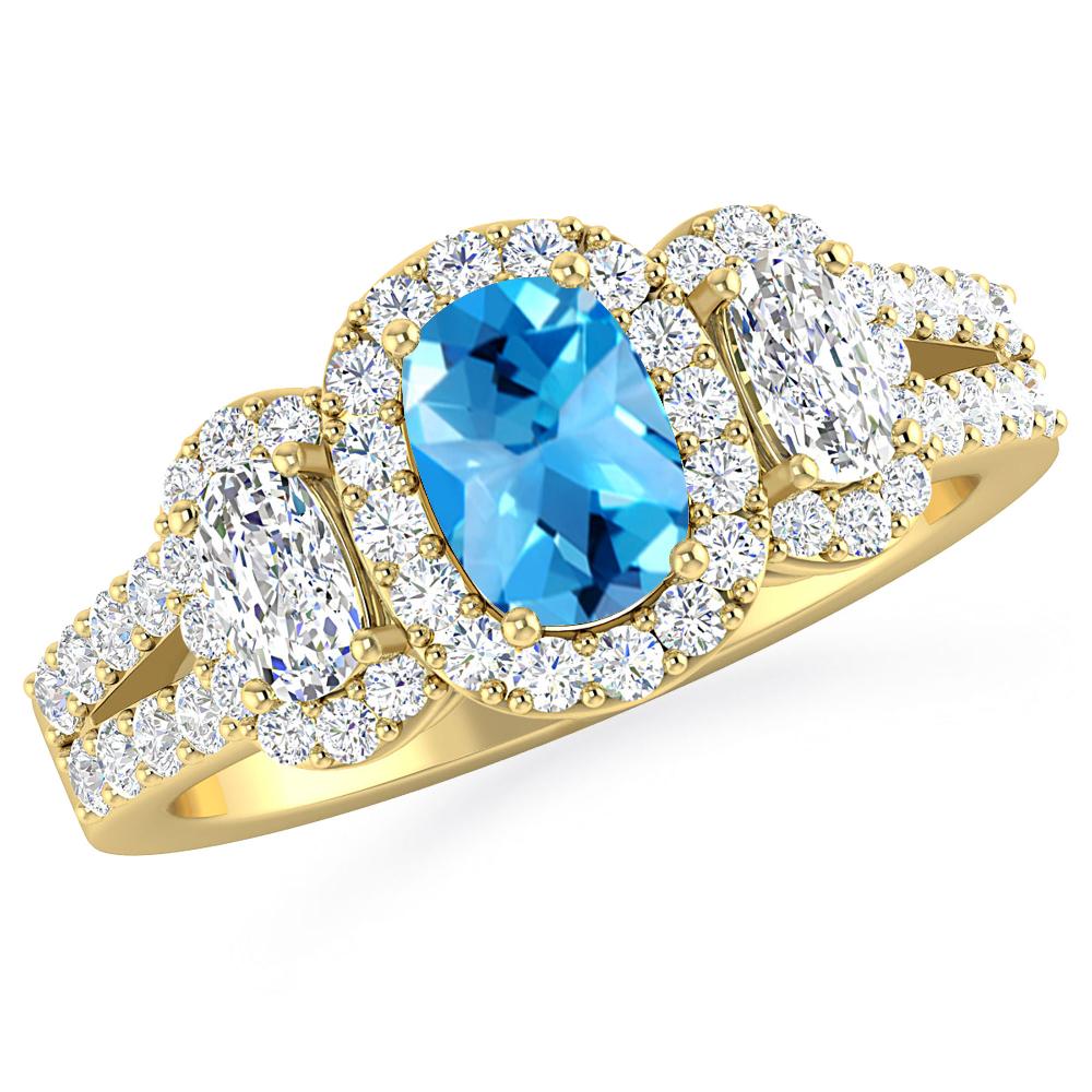 Yellow Gold - Blue Topaz