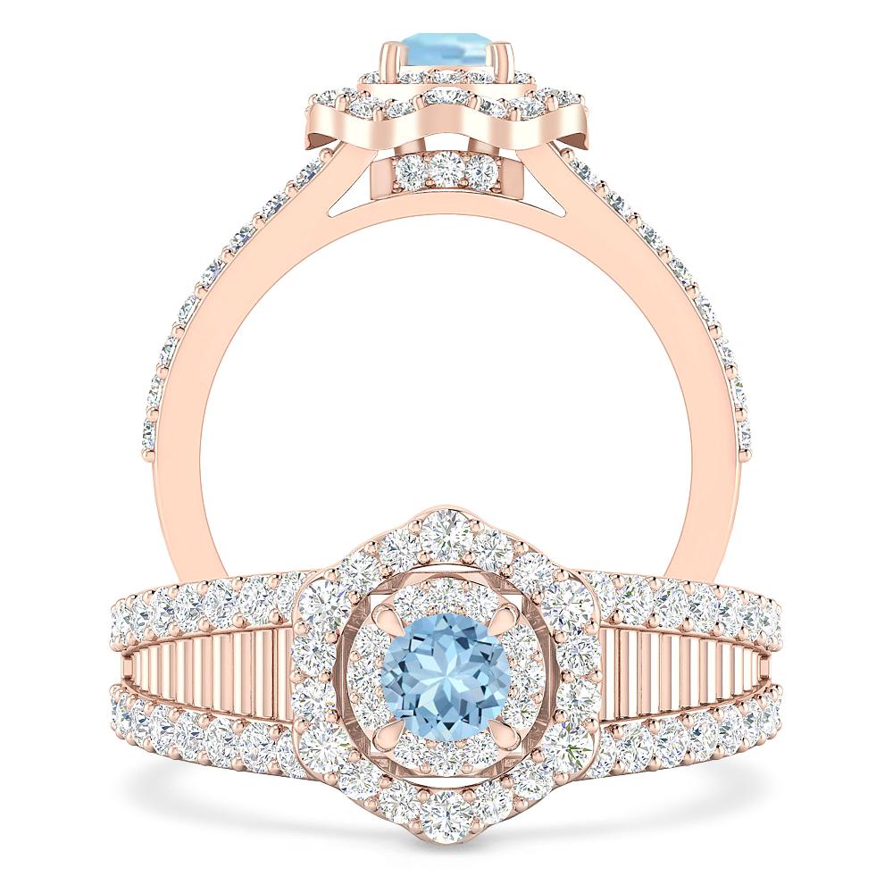 Rose Gold - Aquamarine