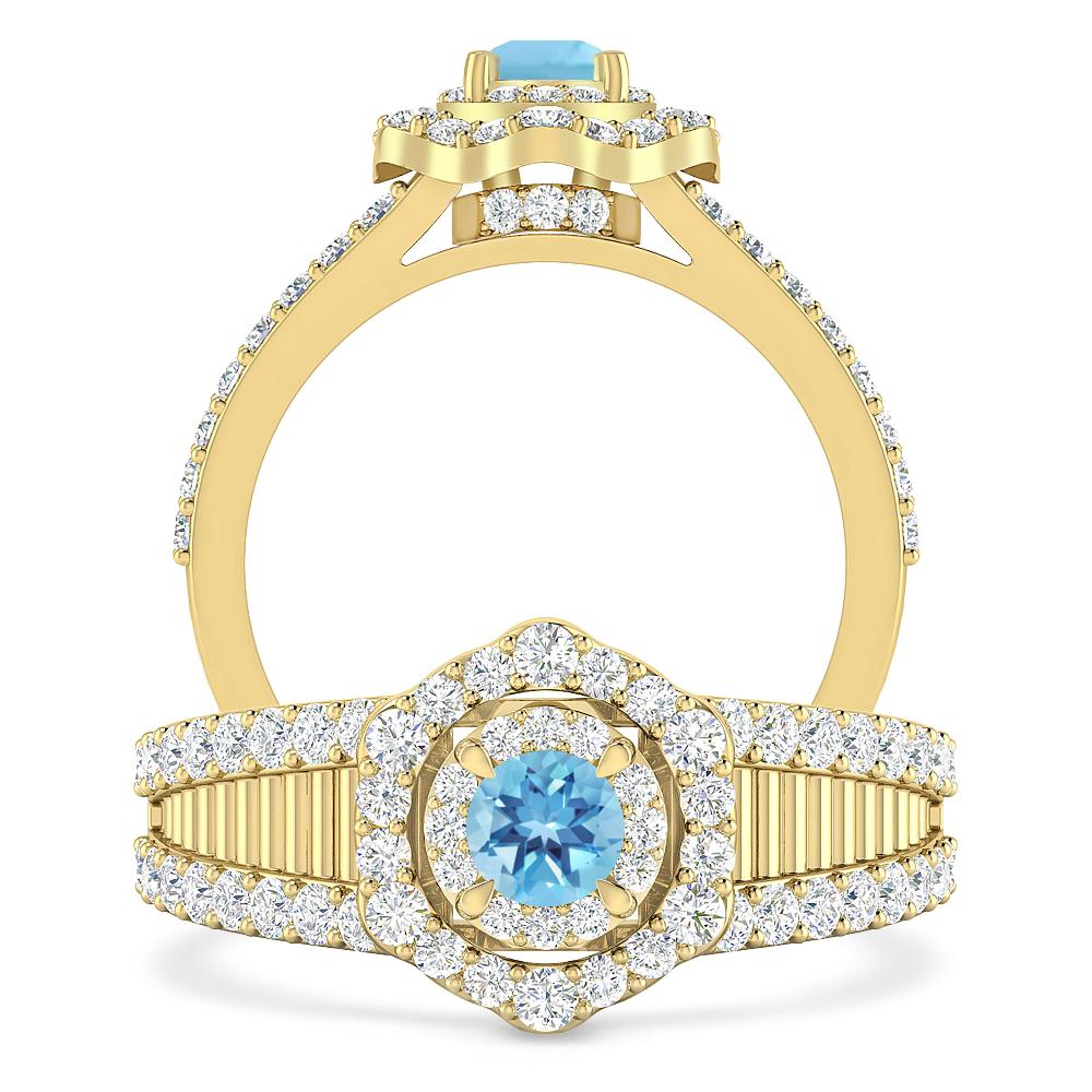 Yellow Gold - Blue Topaz