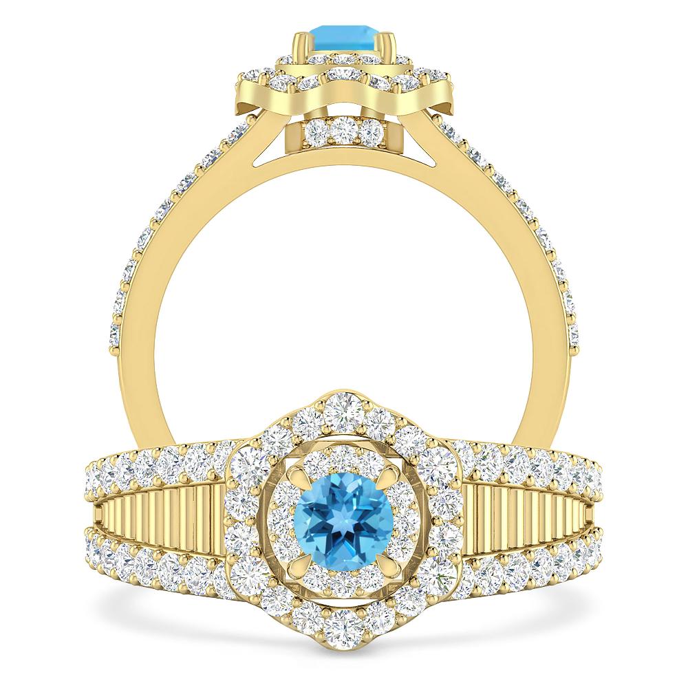 Yellow Gold - Blue Topaz