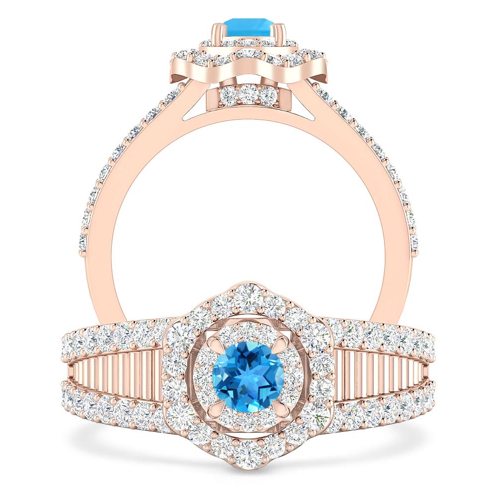 Rose Gold - Blue Topaz