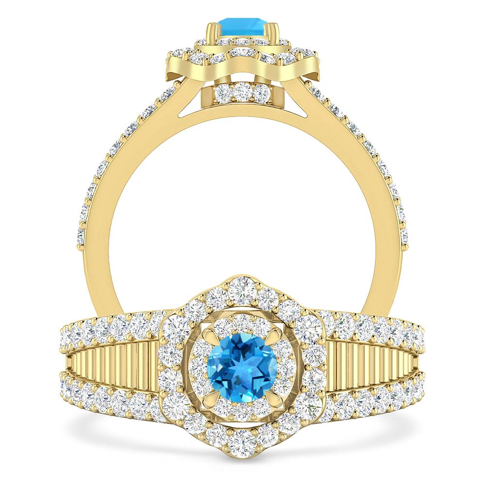 Yellow Gold - Blue Topaz