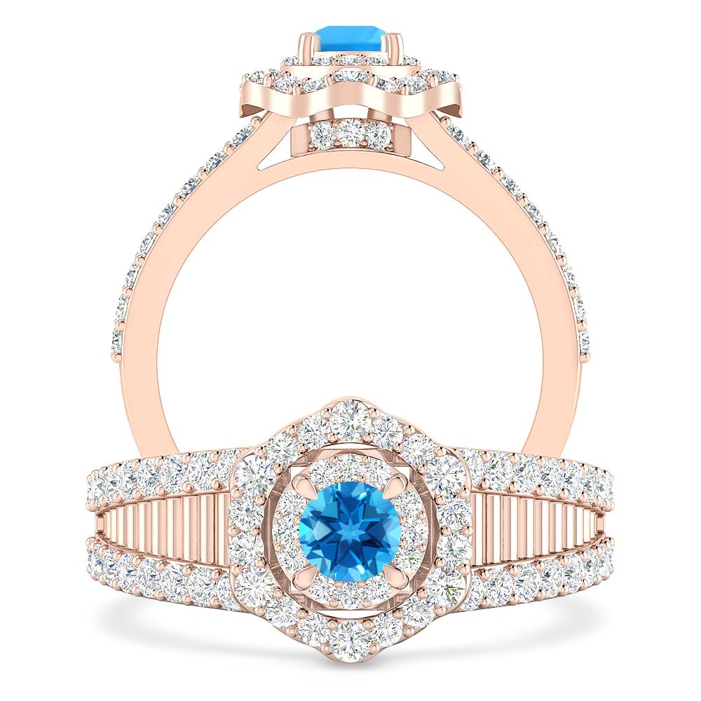 Rose Gold - Blue Topaz