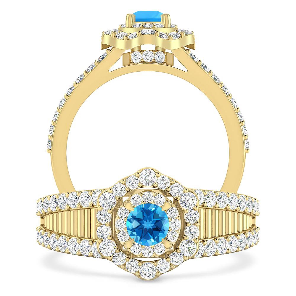 Yellow Gold - Blue Topaz