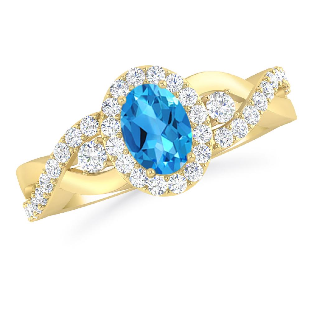 Yellow Gold - Blue Topaz