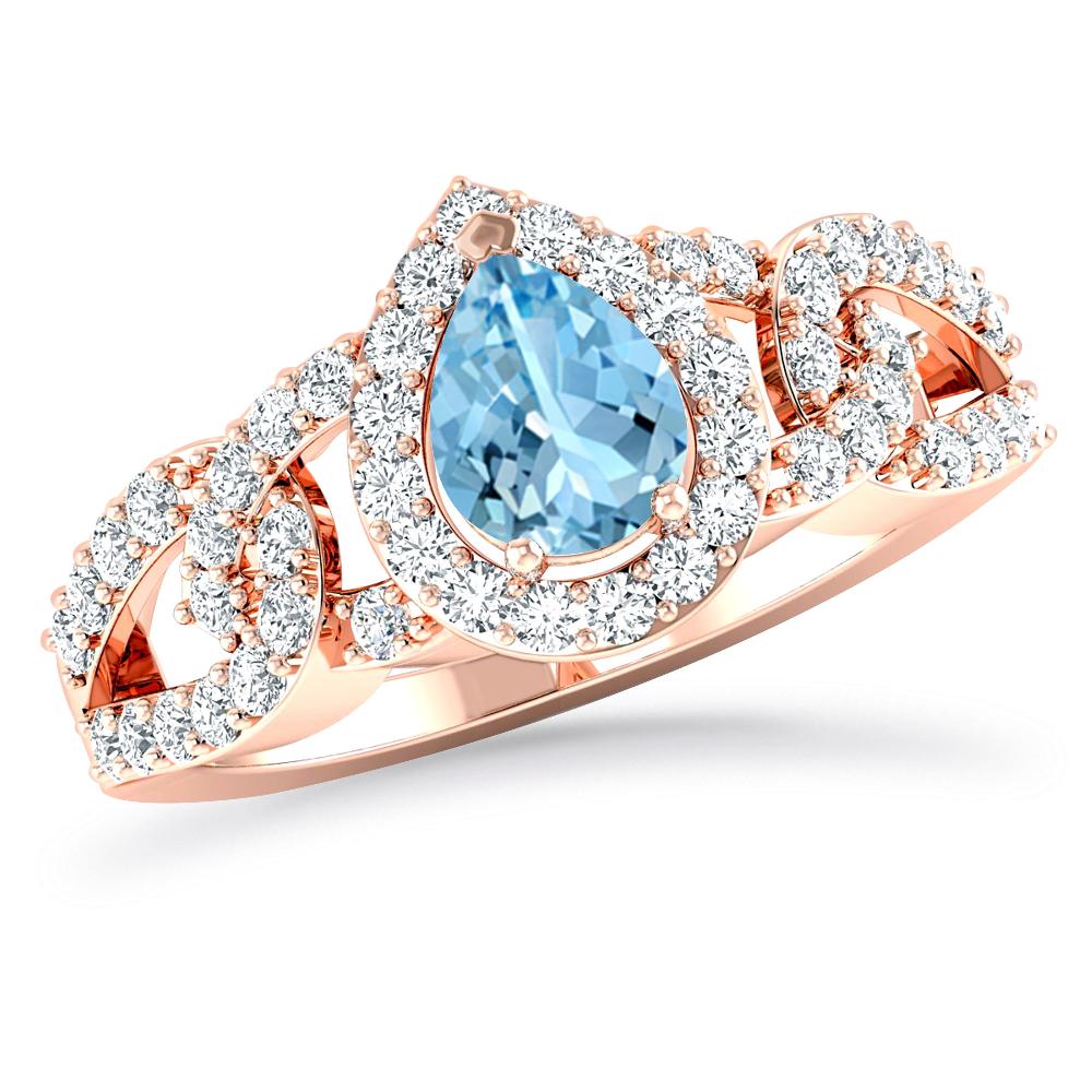 Rose Gold - Aquamarine