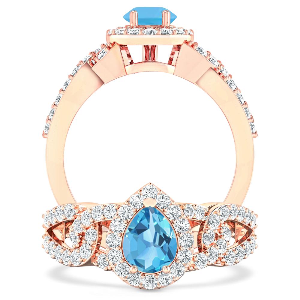 Rose Gold - Blue Topaz