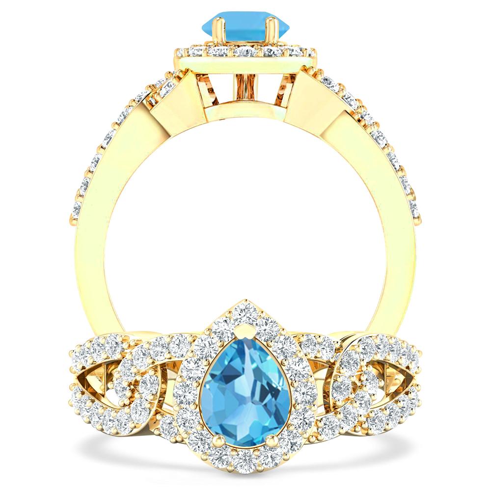 Yellow Gold - Blue Topaz