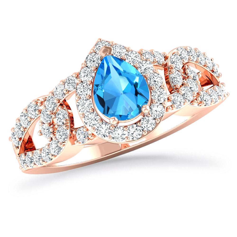 Rose Gold - Blue Topaz