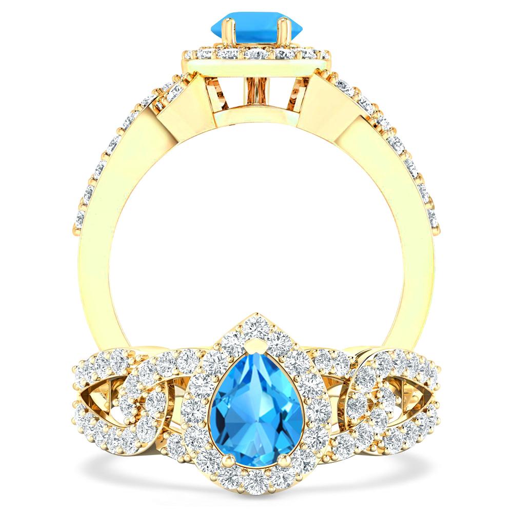 Yellow Gold - Blue Topaz