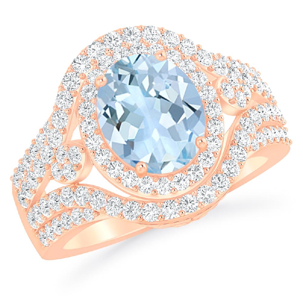 Rose Gold - Aquamarine