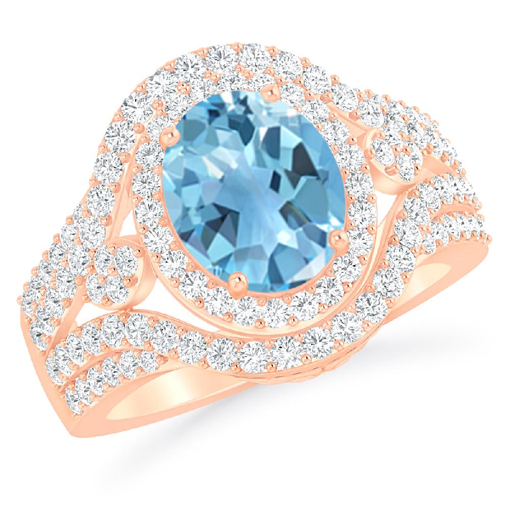 Rose Gold - Blue Topaz