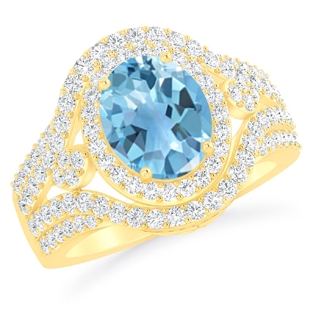 Yellow Gold - Blue Topaz