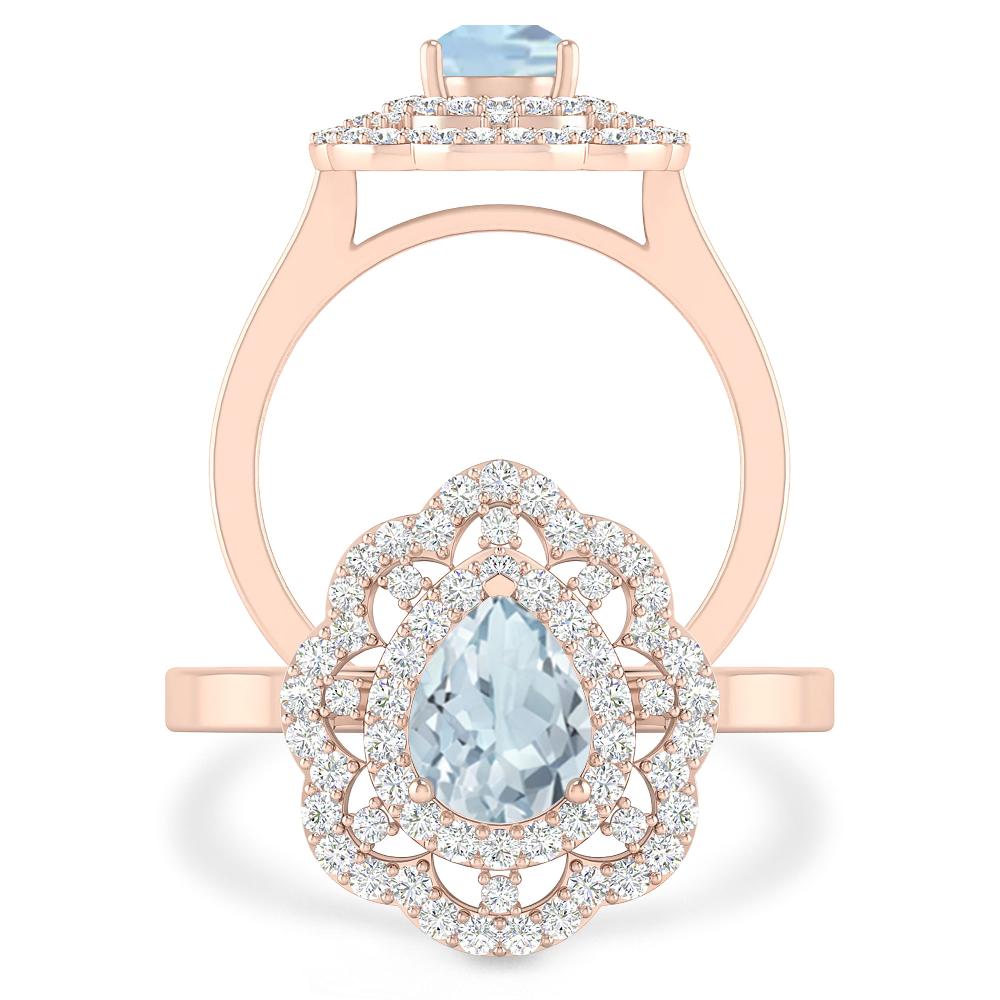 Rose Gold - Aquamarine