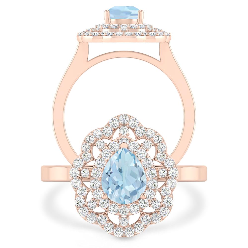 Rose Gold - Aquamarine