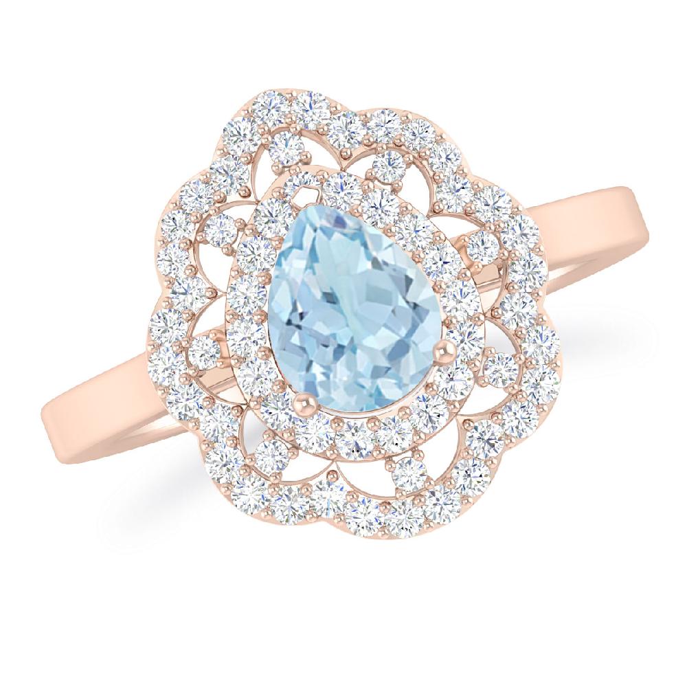 Rose Gold - Aquamarine