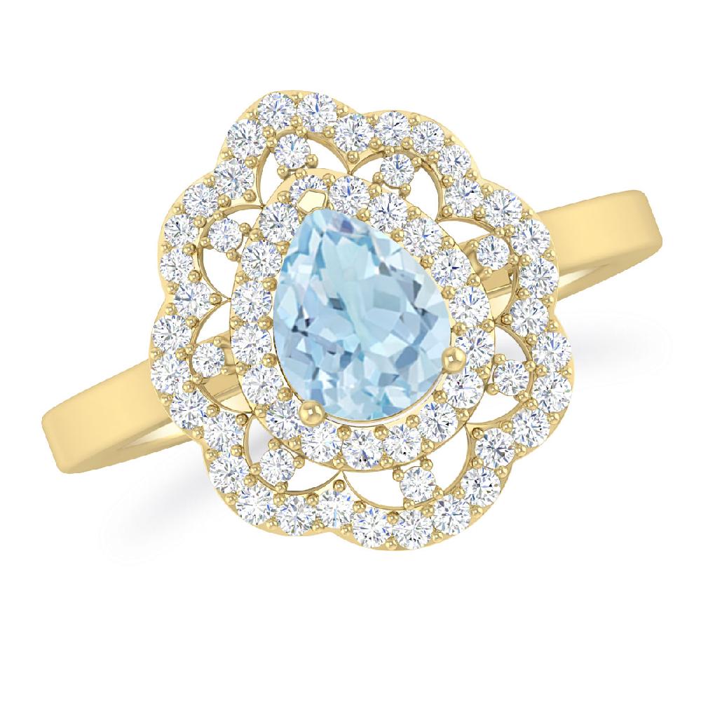 Yellow Gold - Aquamarine