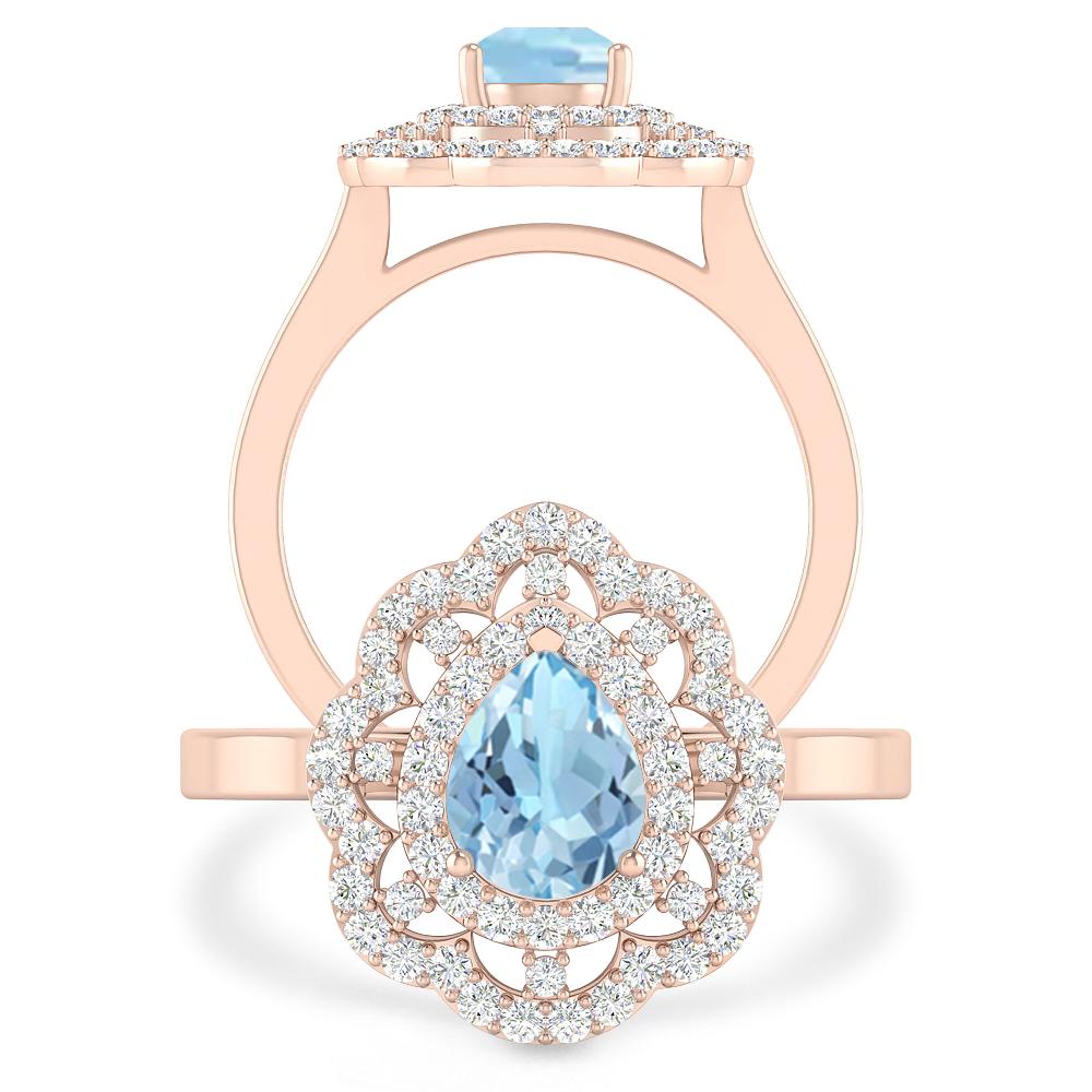 Rose Gold - Aquamarine