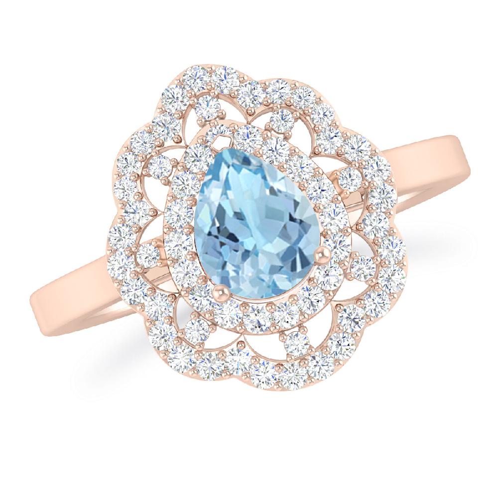 Rose Gold - Aquamarine