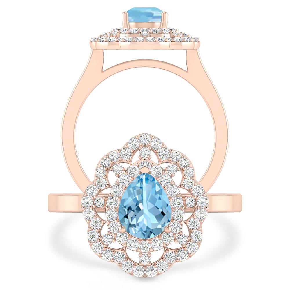 Rose Gold - Aquamarine