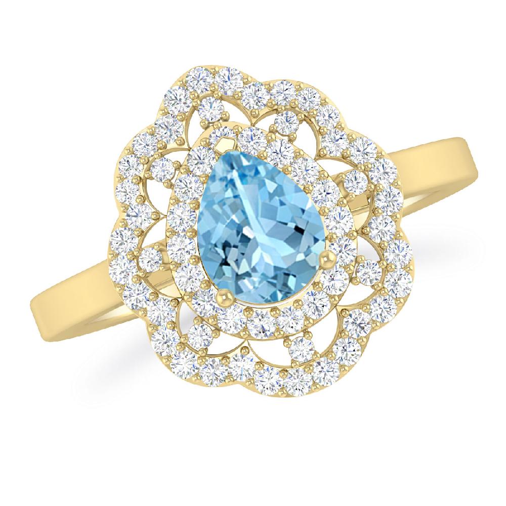 Yellow Gold - Aquamarine