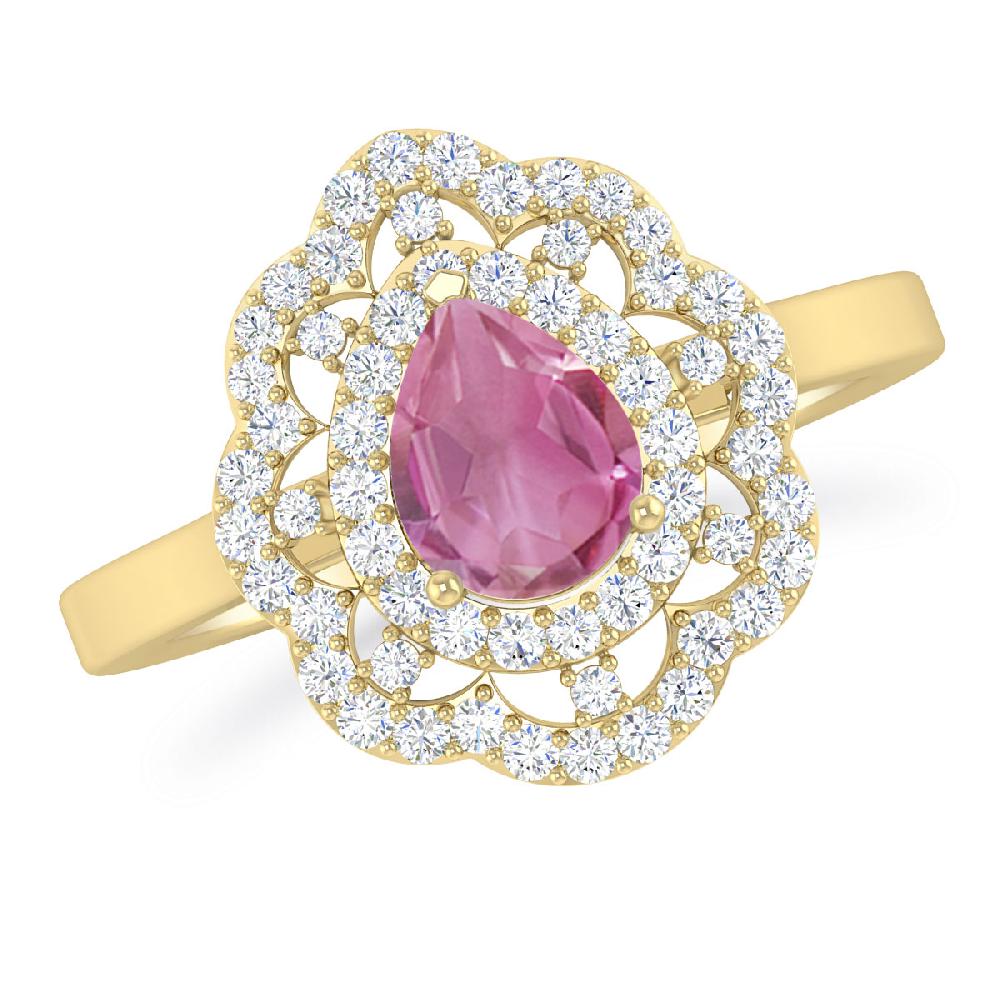 Yellow Gold - Pink Tourmaline