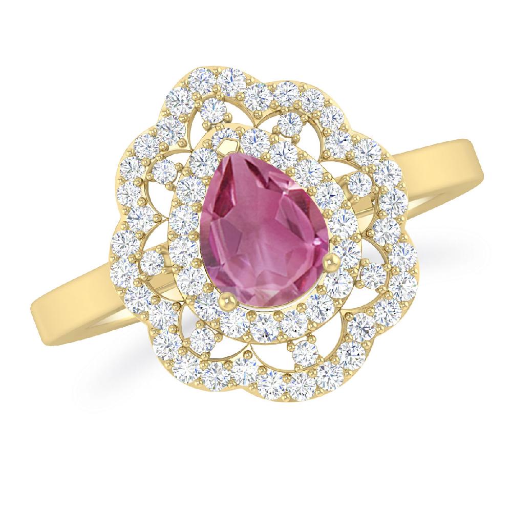 Yellow Gold - Pink Tourmaline