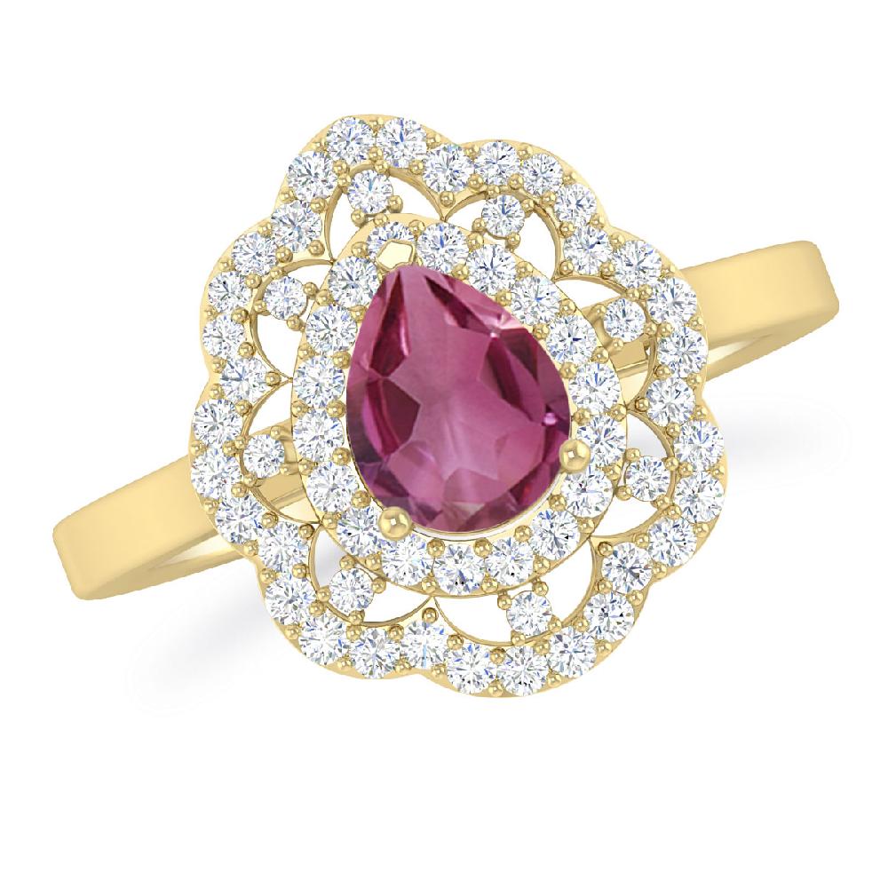 Yellow Gold - Pink Tourmaline