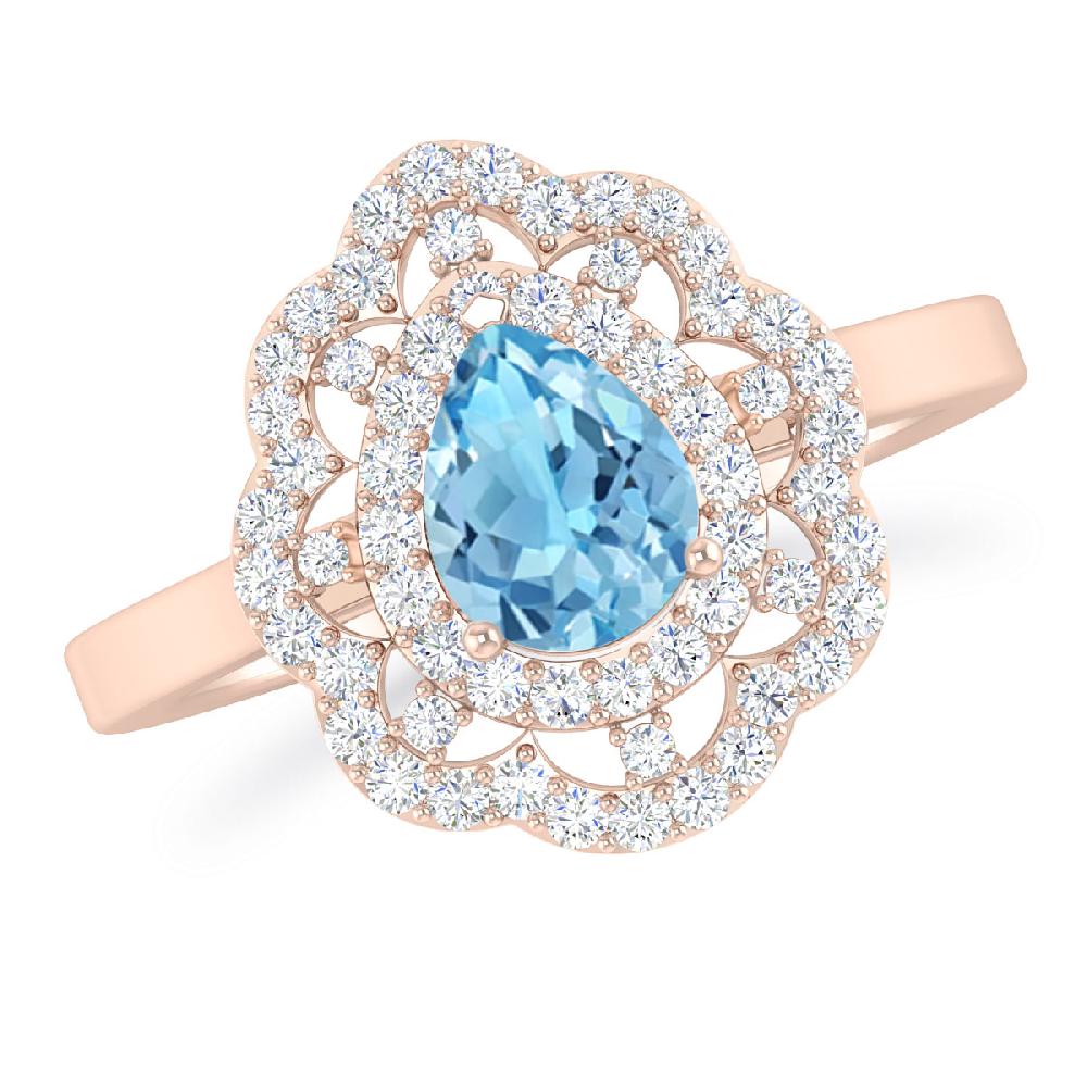 Rose Gold - Blue Topaz