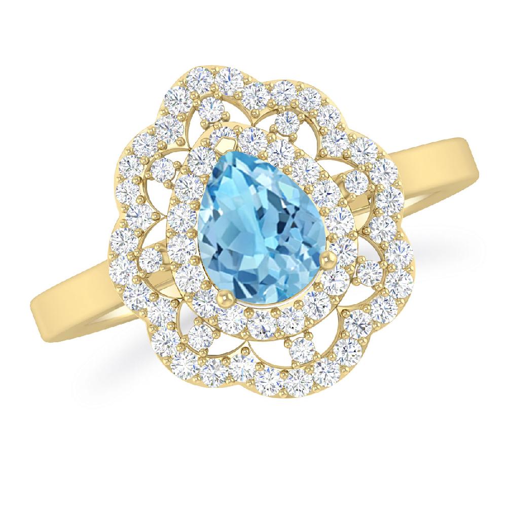 Yellow Gold - Blue Topaz