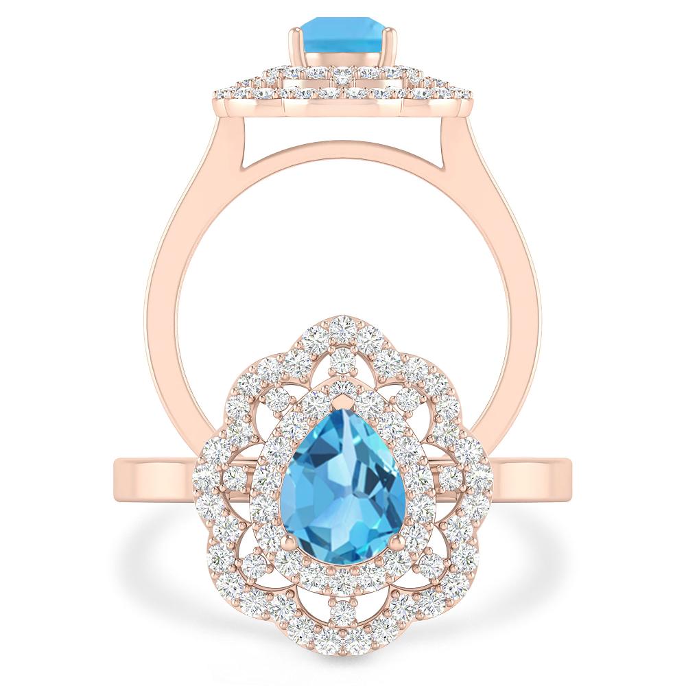 Rose Gold - Blue Topaz