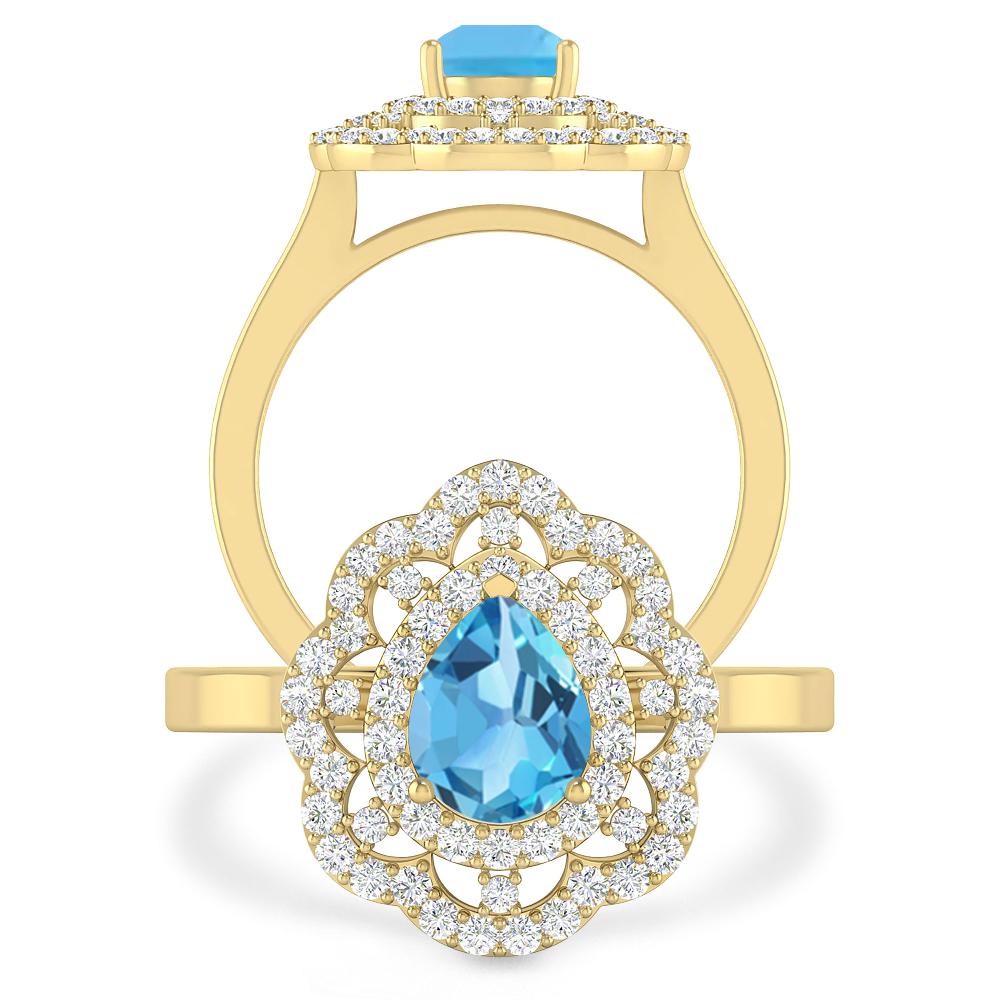 Yellow Gold - Blue Topaz