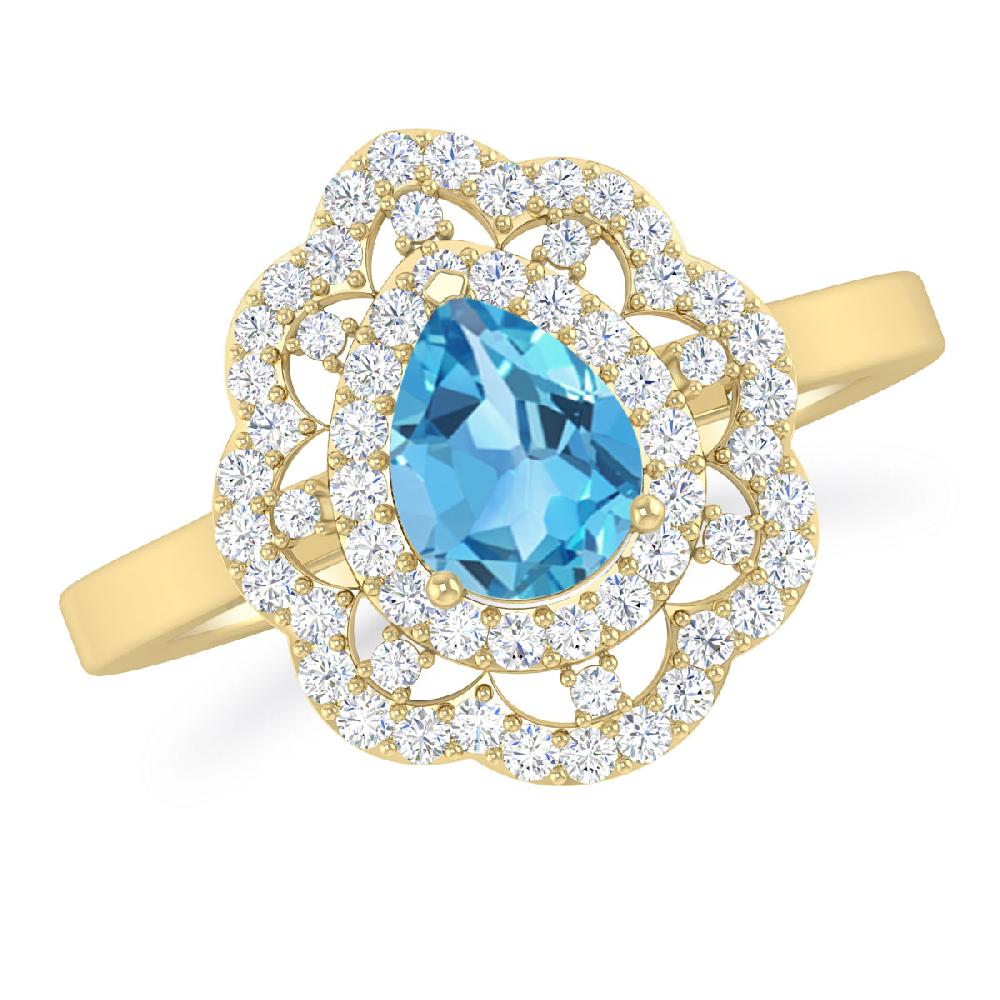 Yellow Gold - Blue Topaz