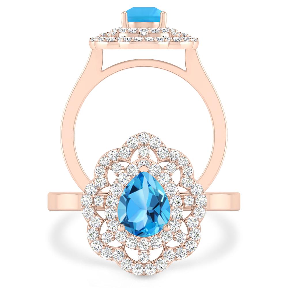 Rose Gold - Blue Topaz