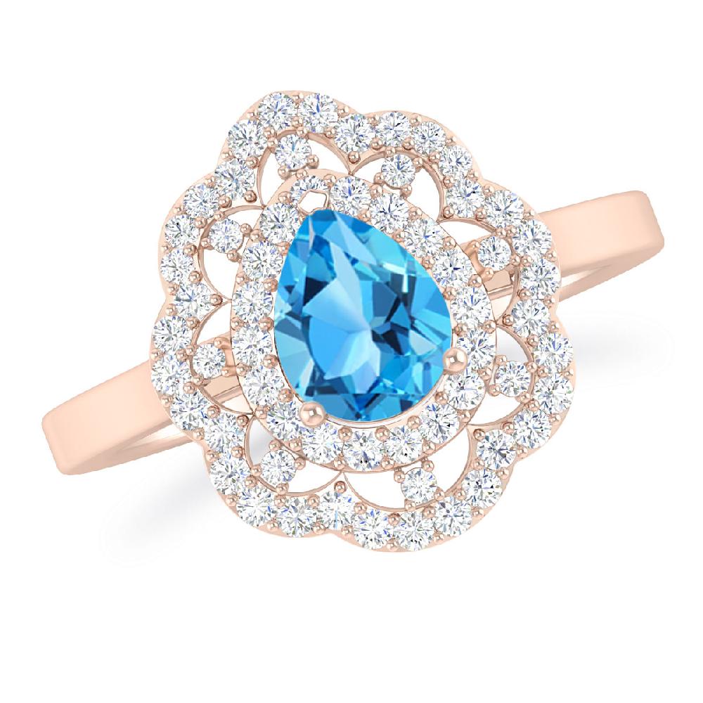 Rose Gold - Blue Topaz