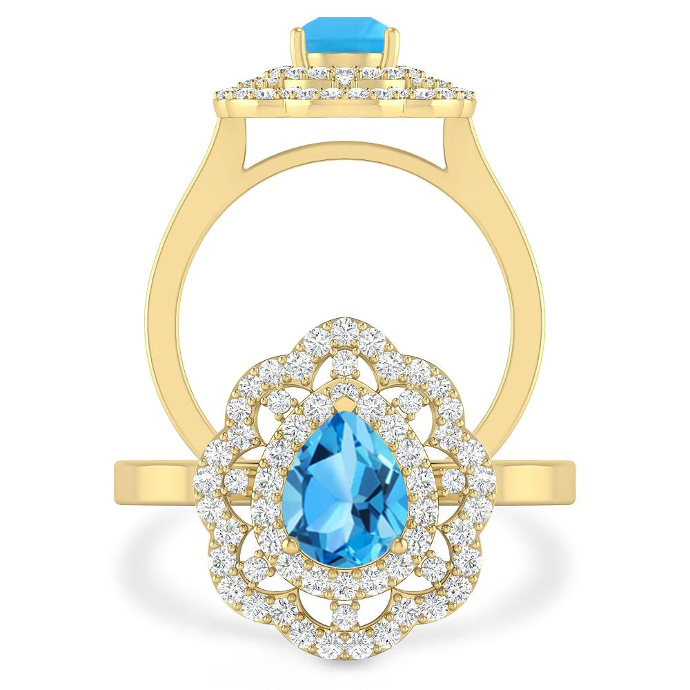 Yellow Gold - Blue Topaz