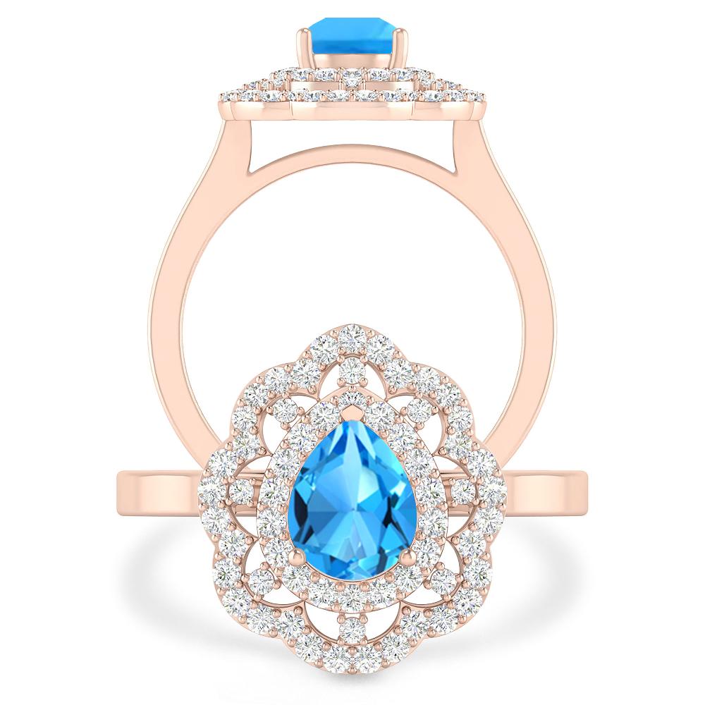 Rose Gold - Blue Topaz