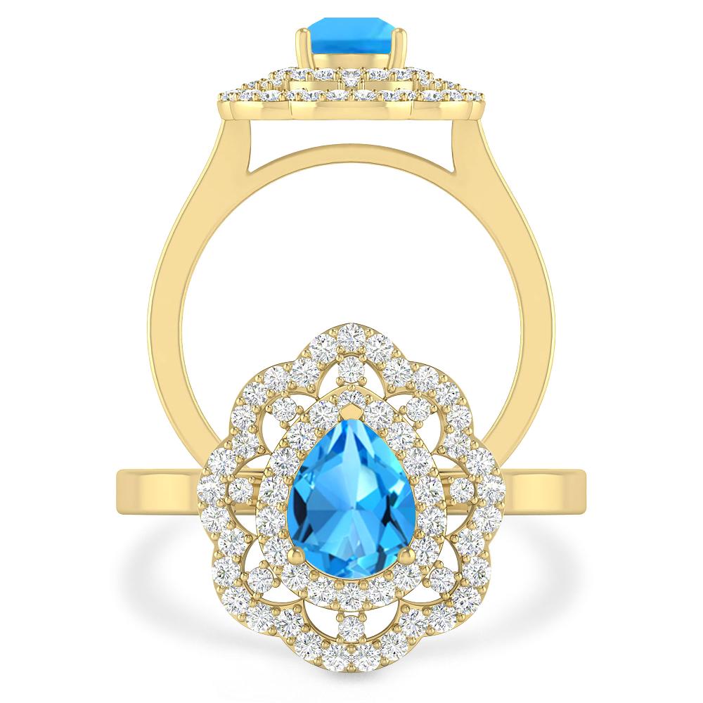 Yellow Gold - Blue Topaz