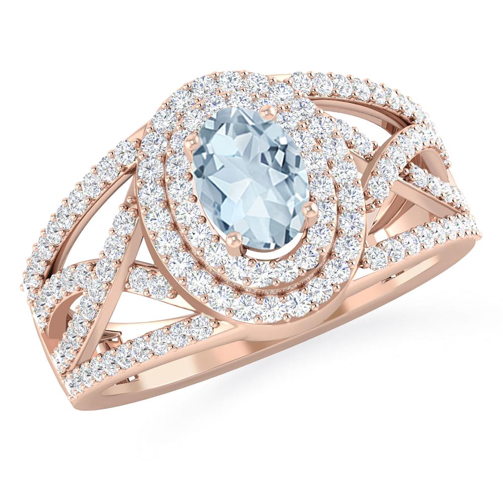 Rose Gold - Aquamarine