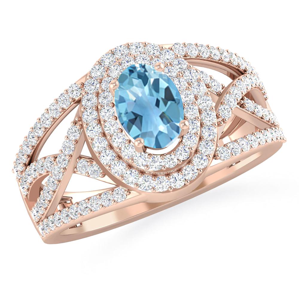 Rose Gold - Blue Topaz