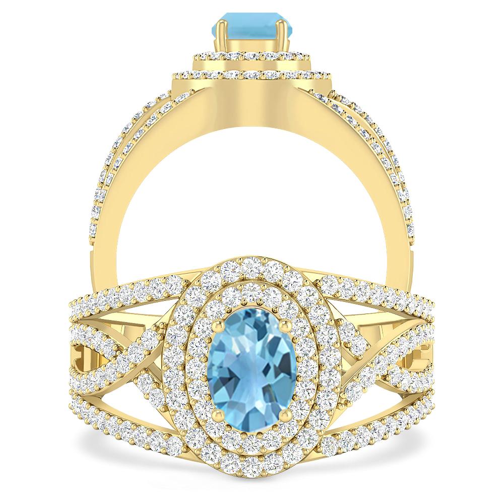 Yellow Gold - Blue Topaz