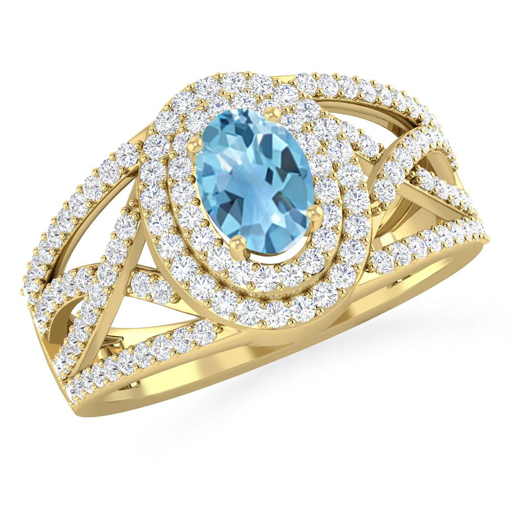 Yellow Gold - Blue Topaz