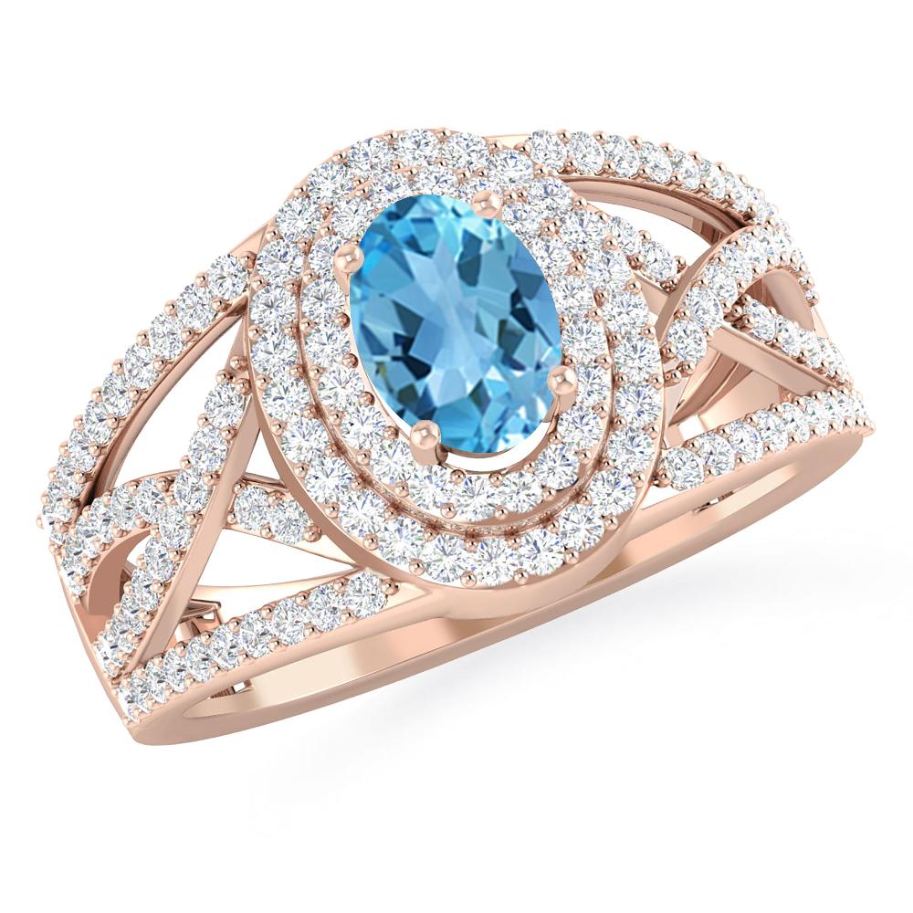 Rose Gold - Blue Topaz