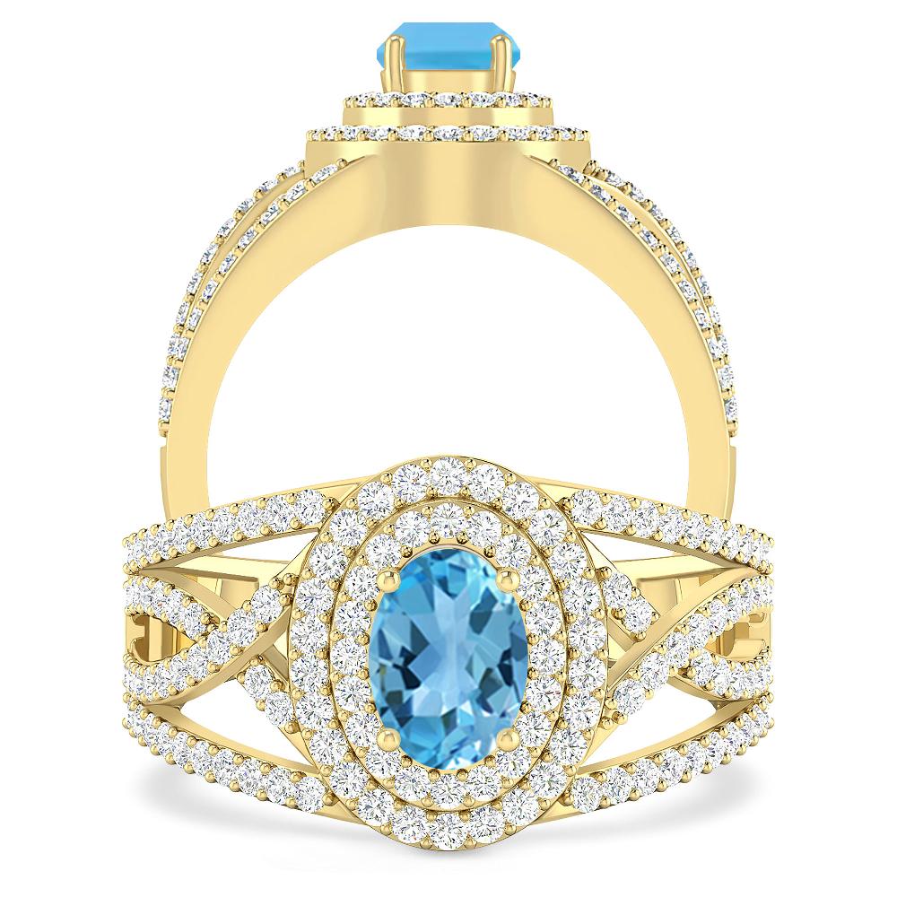 Yellow Gold - Blue Topaz