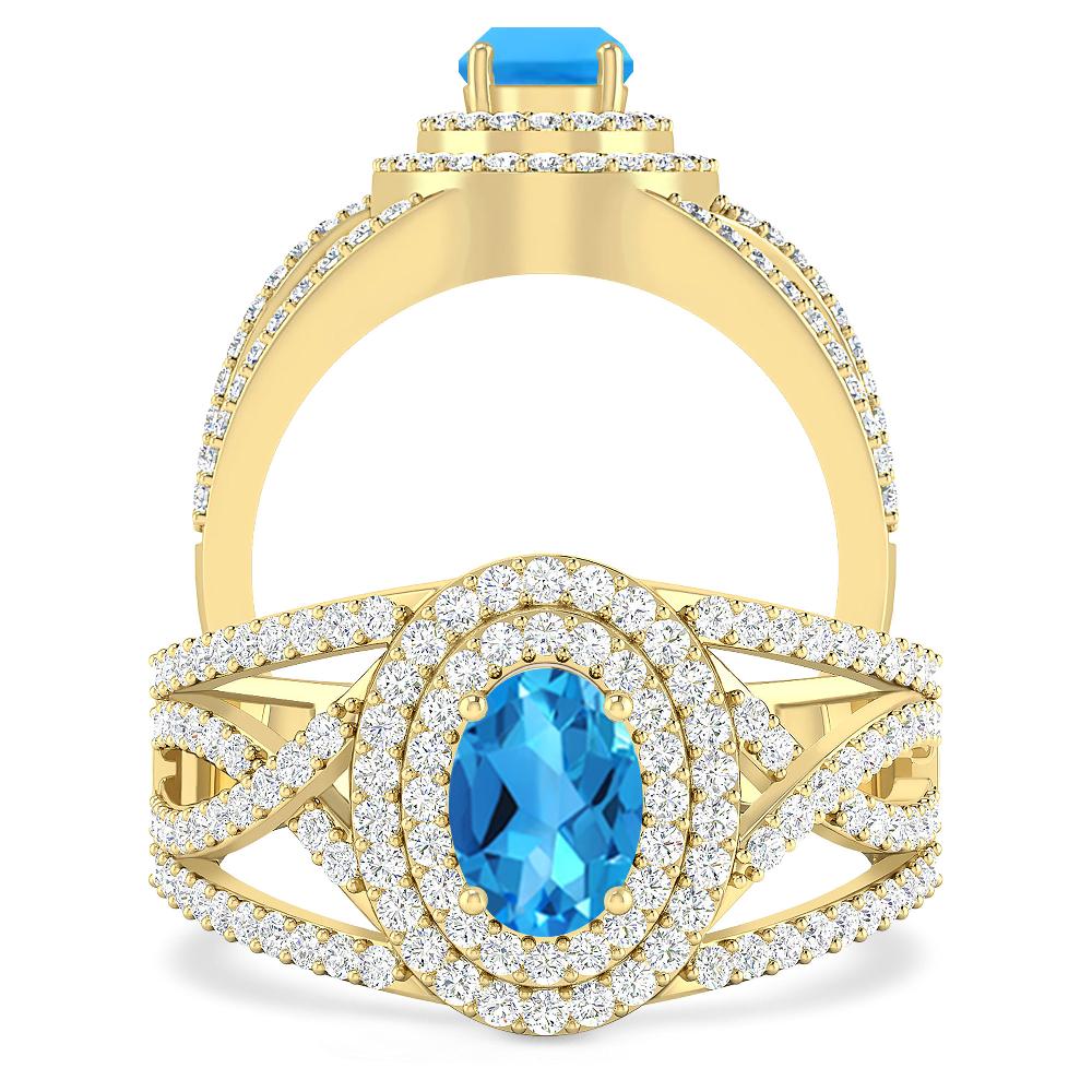 Yellow Gold - Blue Topaz