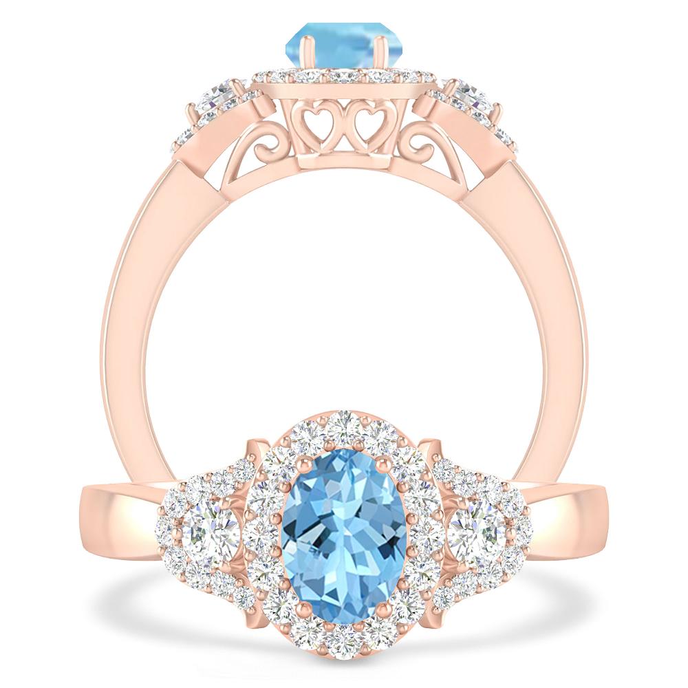 Rose Gold - Aquamarine