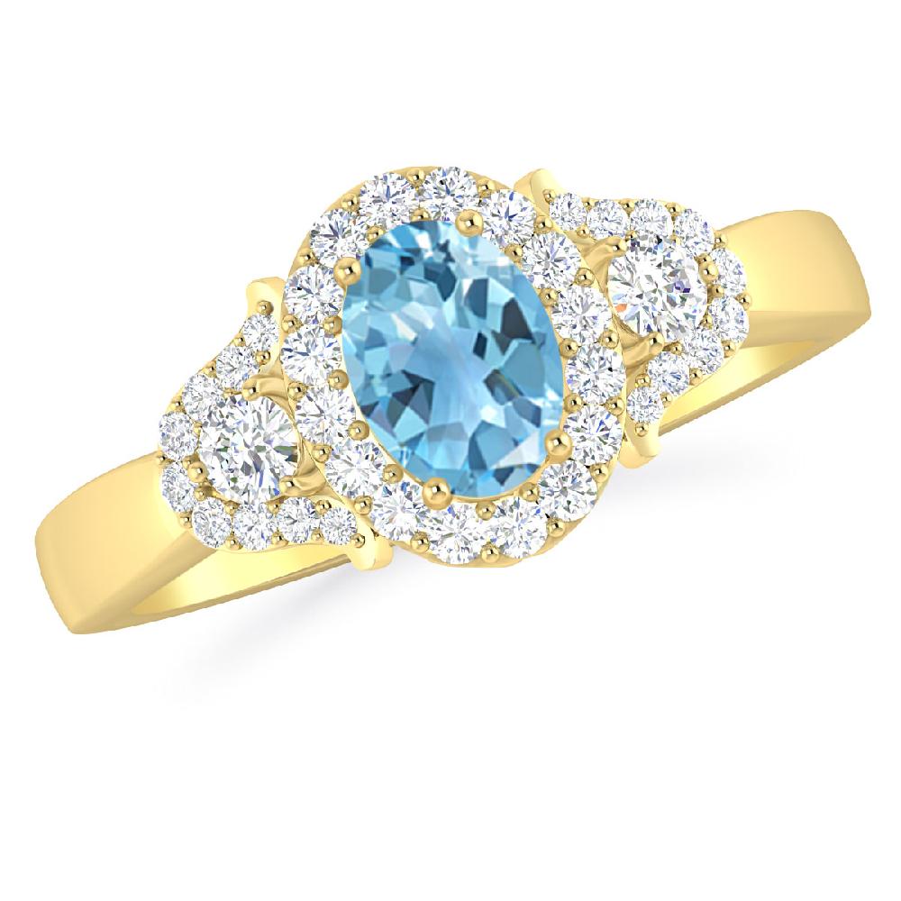 Yellow Gold - Blue Topaz